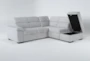 Dante Light Grey 104" 3 Piece Convertible Futon Sleeper L-Shaped Sectional with Right Arm Facing Storage Chaise - Front