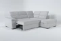Dante Light Grey 104" 3 Piece Convertible Futon Sleeper L-Shaped Sectional with Right Arm Facing Storage Chaise - Sleeper