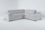 Dante Light Grey 104" 3 Piece Convertible Futon Sleeper L-Shaped Sectional with Right Arm Facing Storage Chaise - Signature