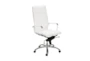 Skagen White Faux Leather And Chrome High Back Rolling Office Desk Chair - Detail