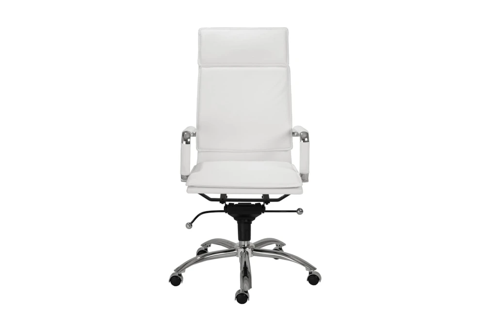 Skagen White Faux Leather And Chrome High Back Rolling Office Desk Chair