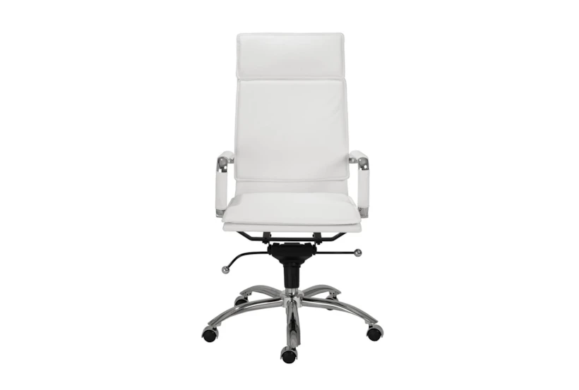 Skagen White Faux Leather And Chrome High Back Rolling Office Desk Chair - 360