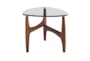 Stowe Glass Triangle 24 Inch End Table With Walnut Base - Signature