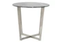 Liv Black Faux Marble 24 Inch Round End Table With Stainless Steel Base - Signature