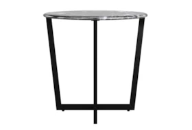 Liv Black Faux Marble 24 Inch Round End Table With Black Base