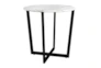 Liv White Faux Marble 24 Inch Round End Table With Black Base - Detail