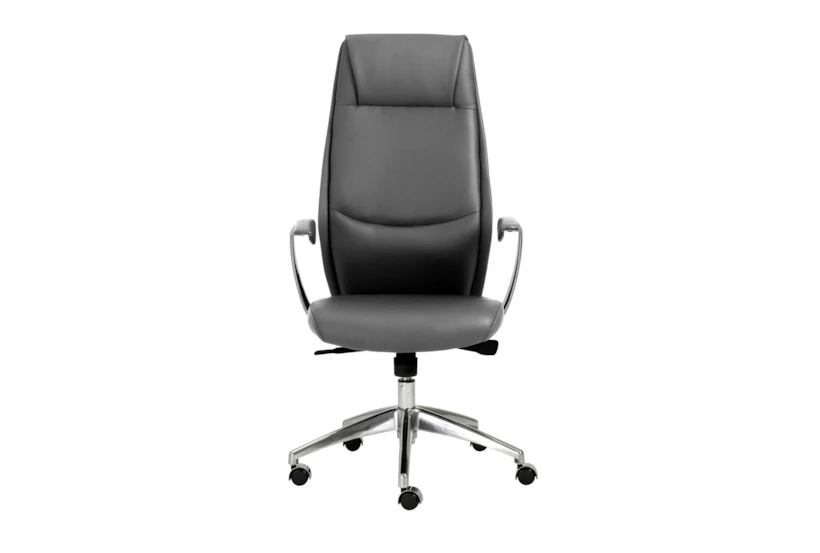 Karlstad Grey Faux Leather High Back Rolling Office Desk Chair - 360