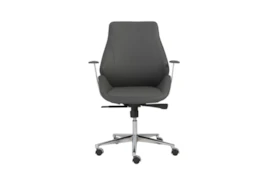 Viborg Grey Faux Leather And Chrome Low Back Desk Chair