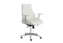 Viborg White Faux Leather And Chrome Low Back Rolling Office Desk Chair - Side