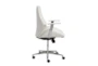 Viborg White Faux Leather And Chrome Low Back Rolling Office Desk Chair - Side