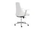 Viborg White Faux Leather And Chrome Low Back Rolling Office Desk Chair - Room
