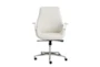 Viborg White Faux Leather And Chrome Low Back Rolling Office Desk Chair - Signature
