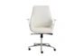 Viborg White Faux Leather And Chrome Low Back Desk Chair - Signature