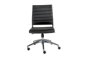 Kolding Black Faux Leather Low Back Armless Desk Chair
