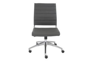 Kolding Grey Faux Leather Low Back Armless Desk Chair