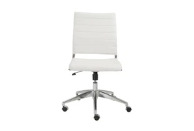 Kolding White Faux Leather Low Back Armless Desk Chair