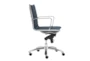 Copenhagen Blue Faux Leather And Chrome Low Back Rolling Office Desk Chair - Detail