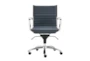 Copenhagen Blue Faux Leather And Chrome Low Back Rolling Office Desk Chair - Signature