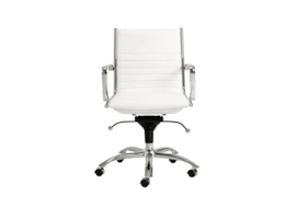 Copenhagen White Faux And Leather And Chrome Low Back Desk Chair