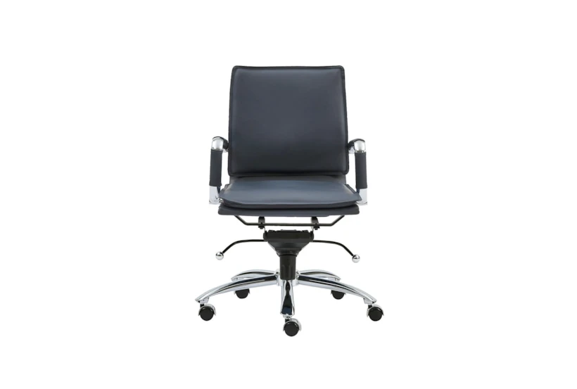 Skagen Blue Faux Leather And Chrome Low Back Desk Chair - 360