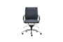 Skagen Blue Faux Leather And Chrome Low Back Rolling Office Desk Chair - Signature