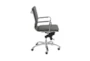 Skagen Grey Faux Leather And Chrome Low Back Rolling Office Desk Chair - Detail
