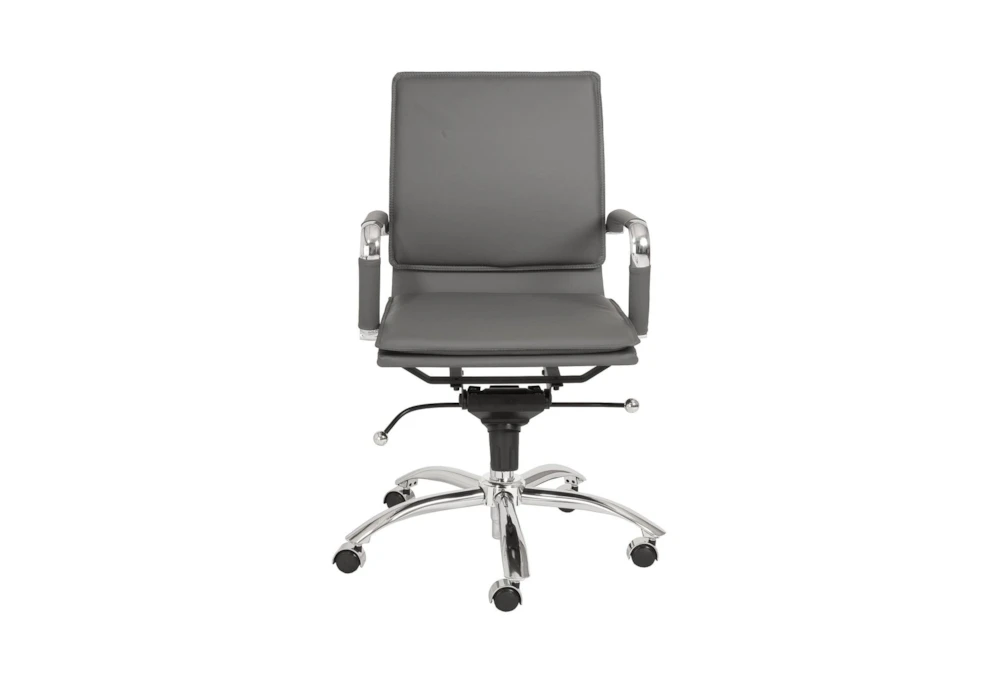 Skagen Grey Faux Leather And Chrome Low Back Rolling Office Desk Chair
