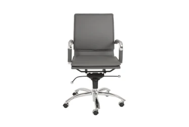 Skagen Grey Faux Leather And Chrome Low Back Desk Chair