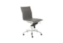Copenhagen Grey Faux Leather And Chrome Low Back Armless Desk Chair - Side