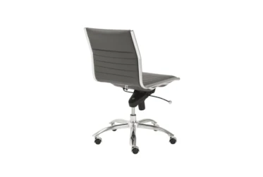 Copenhagen Grey Faux Leather And Chrome Low Back Armless Desk Chair