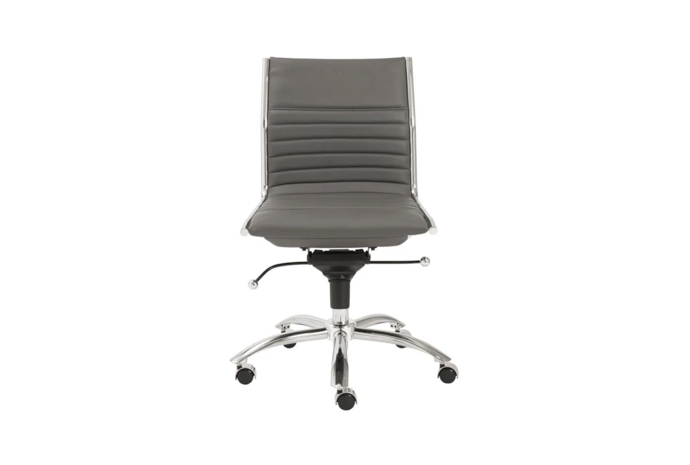 Chrome Low Back Armless Desk Chair, Faux Leather Office Chair No Arms