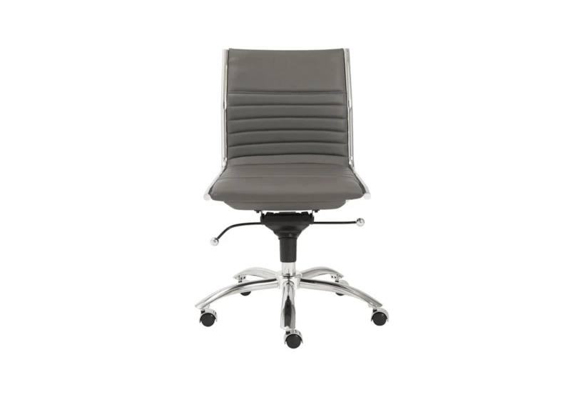 Copenhagen Grey Faux Leather And Chrome Low Back Armless Desk Chair - 360
