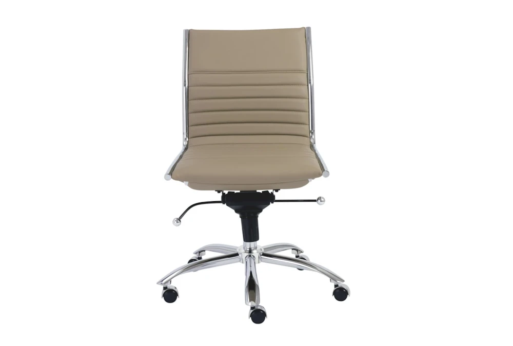 Copenhagen Taupe Faux Leather And Chrome Low Back Armless Desk Chair