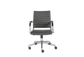 Hornslet Grey Faux Leather Low Back Desk Chair