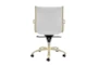 Copenhagen White Faux Leather And Gold Low Back Desk Chair - Back