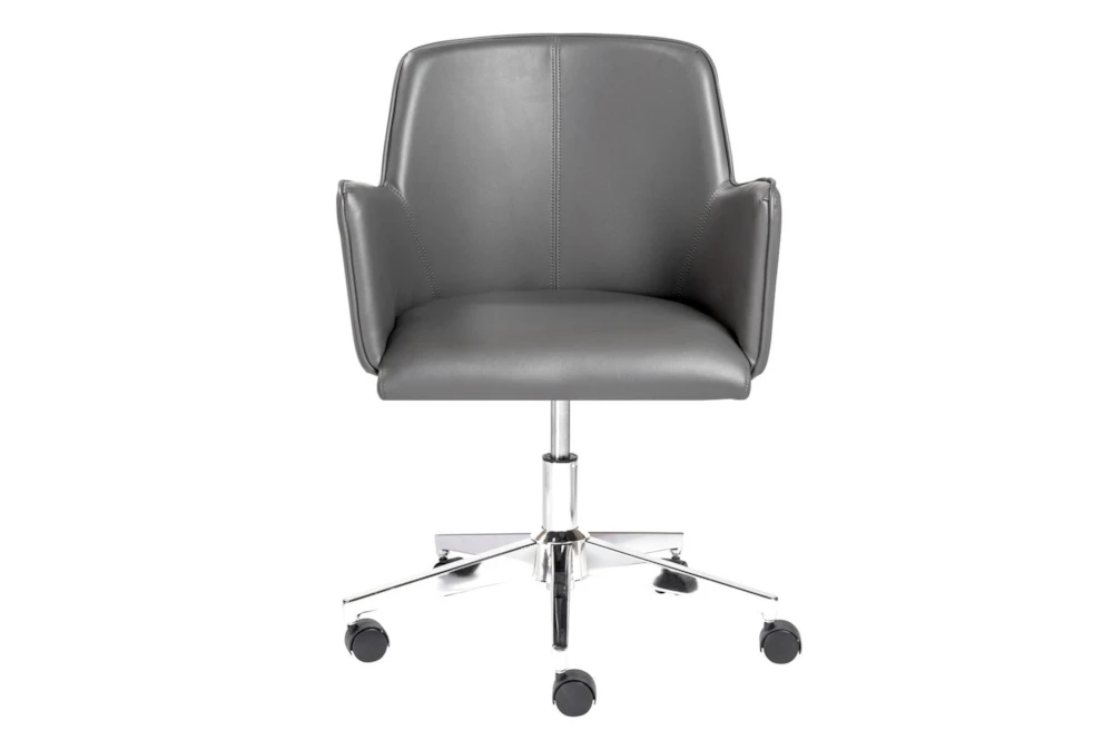 Grimstad Grey Faux Leather Rolling Office Desk Chair