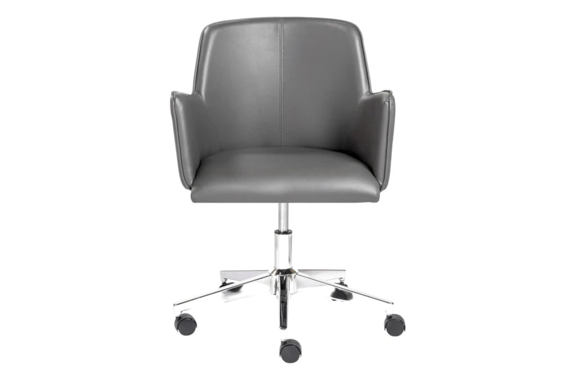 Grimstad Grey Faux Leather Rolling Office Desk Chair - 360