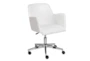 Grimstad White Faux Leather Rolling Office Desk Chair - Detail
