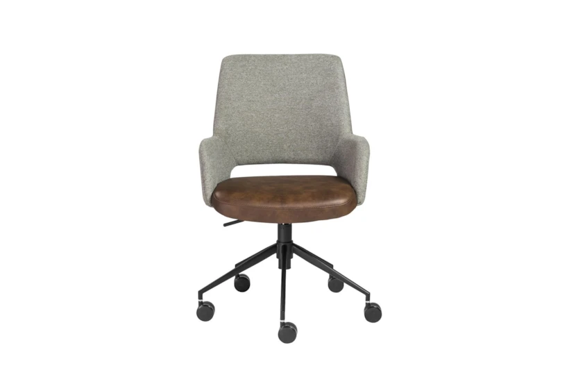 Kopervik Grey Two Tone Fuax Leather Upholstered Rolling Office Desk Chair With Tilt - 360