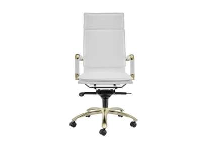 Matte Gold High Back Desk Chair, High Back White Leather Office Chair
