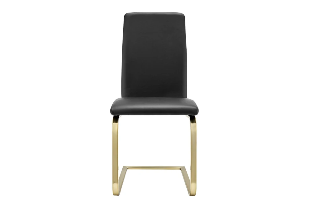 Black Faux Leather And Brushed Gold Cantilever Side Chair-Set Of 2