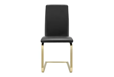 Black Faux Leather And Brushed Gold Cantilever Side Chair-Set Of 2
