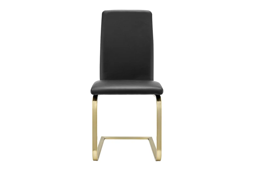 Black Faux Leather And Brushed Gold Cantilever Side Chair-Set Of 2 - 360
