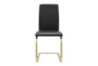 Black Faux Leather And Brushed Gold Cantilever Side Chair-Set Of 2 - Signature