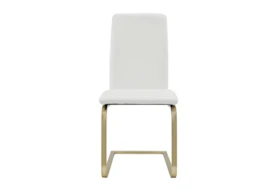 White Faux Leather And Matte Gold Cantilever Side Chair-Set Of 2