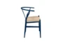 Blue Wishbone Side Chair With Natural Seat-Set Of 2 - Side