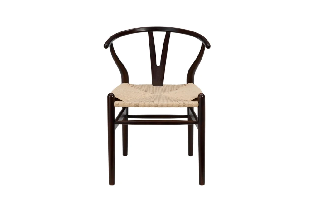 Walnut Wishbone Side Chair With Natural Seat Set Of 2