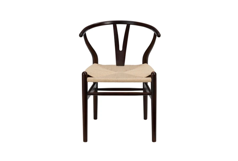 Walnut Wishbone Side Chair With Natural Seat-Set Of 2 - 360