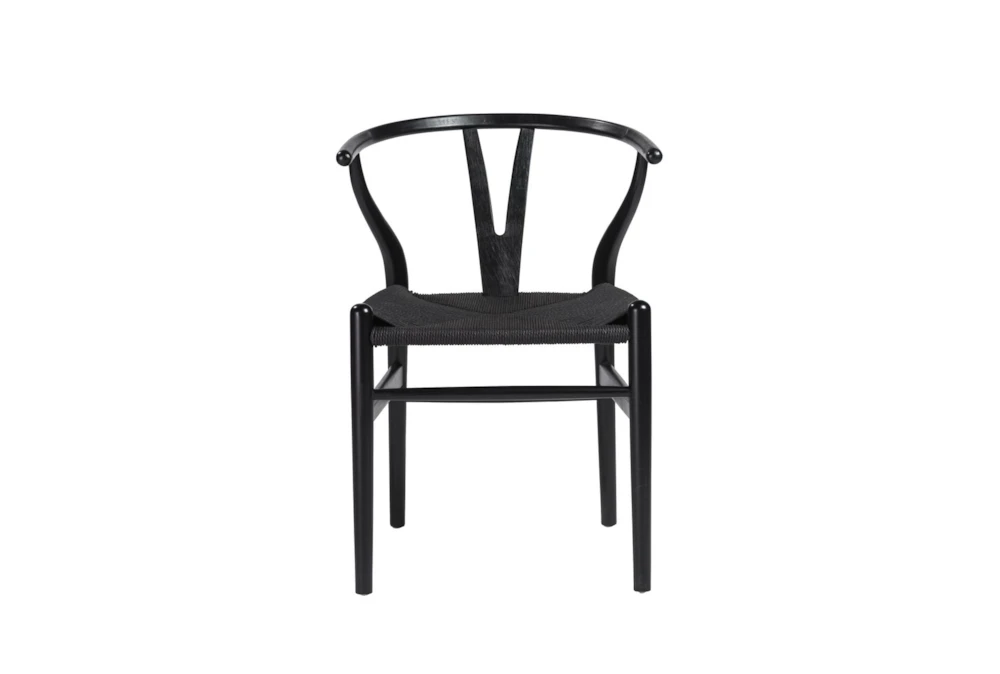 Black Wishbone Side Chair With Black Seat-Set Of 2