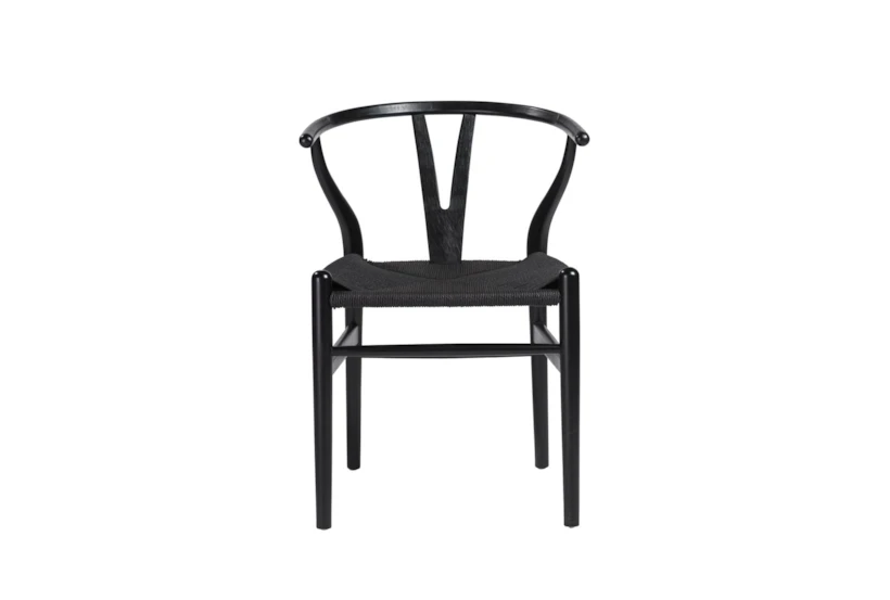 Black Wishbone Side Chair With Black Seat-Set Of 2 - 360